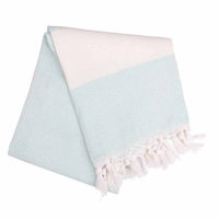 Ręcznik peshtemal błękitny z białym pasem i frędzlami