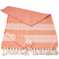 Ręcznik peshtemal pomarańczowy z kremowymi pasami i frędzlami