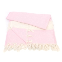 Bawełniany ręcznik peshtemal pudrowy róż z frędzlami