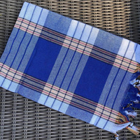 Niebieski w kratkę z frędzlami