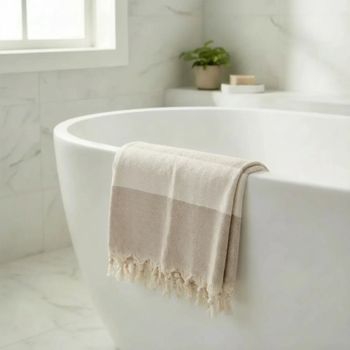 Turecki ręcznik peshtemal 100% bawełna beżowy