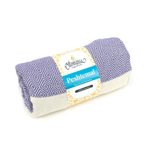 Turecki ręcznik peshtemal 100% bawełna fioletowy