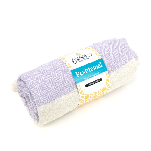 Bawełniany ręcznik peshtemal liliowy z frędzlami