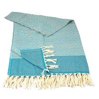 Ręcznik peshtemal turkusowo-miętowy z frędzlami i wzorem