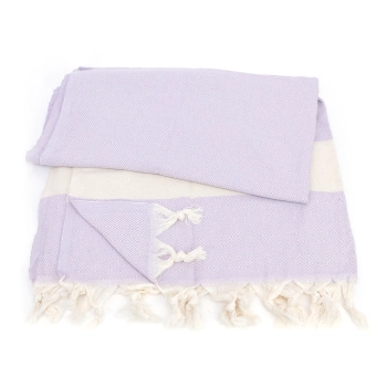 Bawełniany ręcznik peshtemal liliowy z frędzlami